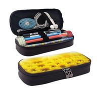 LPWTYCBV Yellow Sunflowers Printed Leather Pencil Case with Zipper Seal is Very Suitable for Daily Use.