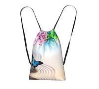 LPWTYCBV Zen Design Butterfly Print Ultra-Lightweight 14l Reusable Polyester Travel Backpack For Shopping, Commuting, And Everyday Carry