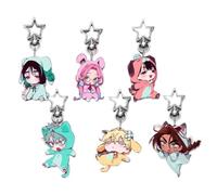 LPXBHSW Alienstages Keychain 6pcs, Cute Till & Ivan - Sua & Mizi Chibi Figure Acrylic Pendant Keyring, Anime Alienstages Character Key Bag Accessories for Fans