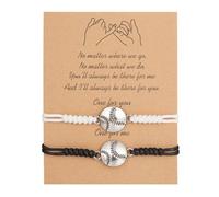 LPYO 2 x Sports Ball Bracelets for Women Men Handmade Adjustable Braided Sportybella Baseball Bracelet Pair Black and White Rugby Sports Bracelets Friendship Jewelry, Adjustable, No Gemstone