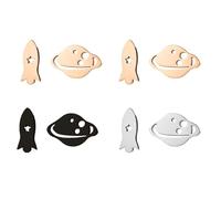 LPYO 4 Pairs Halloween Earrings Set for Women Men Minimalist Stainless Steel Cat Bat Ghost Tiny Post Earrings Vintage Asymmetric Pumpkin Ghost Stud Earrings Halloween Jewelry Gifts, Stainless Steel