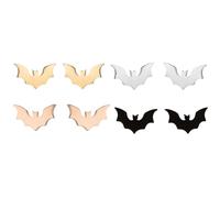 LPYO 4 Pairs Halloween Earrings Set for Women Men Minimalist Stainless Steel Cat Bat Ghost Tiny Post Earrings Vintage Asymmetric Pumpkin Ghost Stud Earrings Halloween Jewelry Gifts, Stainless Steel