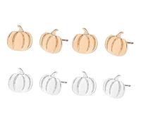 LPYO 4 Pairs Halloween Earrings Set for Women Men Minimalist Stainless Steel Cat Bat Ghost Tiny Post Earrings Vintage Asymmetric Pumpkin Ghost Stud Earrings Halloween Jewelry Gifts, Stainless Steel