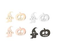 LPYO 4 Pairs Halloween Earrings Set for Women Men Minimalist Stainless Steel Cat Bat Ghost Tiny Post Earrings Vintage Asymmetric Pumpkin Ghost Stud Earrings Halloween Jewelry Gifts, Stainless Steel