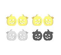 LPYO 4 Pairs Halloween Earrings Set for Women Men Minimalist Stainless Steel Cat Bat Ghost Tiny Post Earrings Vintage Asymmetric Pumpkin Ghost Stud Earrings Halloween Jewelry Gifts, Stainless Steel