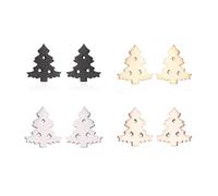 LPYO 4 Pairs Snowflake Earrings Set for Women Men Minimalist Stainless Steel Winter Snow Flower Stud Earrings Tiny Asymmetric Snowflake Reindeer Post Earrings for Lady Christmas Party Jewelry, S