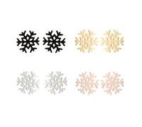 LPYO 4 Pairs Snowflake Earrings Set for Women Men Minimalist Stainless Steel Winter Snow Flower Stud Earrings Tiny Asymmetric Snowflake Reindeer Post Earrings for Lady Christmas Party Jewelry, S