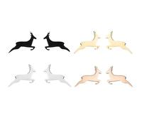 LPYO 4 Pairs Snowflake Earrings Set for Women Men Minimalist Stainless Steel Winter Snow Flower Stud Earrings Tiny Asymmetric Snowflake Reindeer Post Earrings for Lady Christmas Party Jewelry, S