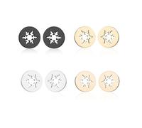 LPYO 4 Pairs Snowflake Earrings Set for Women Men Minimalist Stainless Steel Winter Snow Flower Stud Earrings Tiny Asymmetric Snowflake Reindeer Post Earrings for Lady Christmas Party Jewelry, S