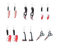 LPYO 6 Pairs Punk Knife Dagger Drop Dangle Earring Set for Women Creative Gothic Acrylic Printed Knife Earring Lightweight Hip Hop Halloween Earrings Party Jewelry Gifts, Acrylic, No Gemstone