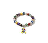 LPYO Autism Awareness Bracelet for Women Colorful Charm Puzzle Piece Autism Autistic Bracelet Handmade Boho Friendship Beaded Adjustable Stretch Bracelets, Adjustable, Metal, no gemstone