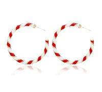 LPYO Big Candy Hoop Dangle Earrings for Women Red Green Christmas Ornament Wreath Twist Hoop Earrings Red White Heart Twisted Wrapping Christmas Earrings Fashion Xmas Festival Holiday Jewelry Gifts