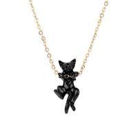 LPYO Black Cat Necklace for Women Cute Funny Alloy Cartoon Anime Black Cat Necklaces Jewelry Gifts, Zinc, No Gemstone