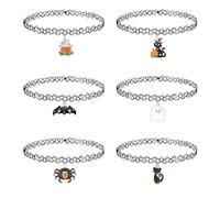 LPYO Black Tattoo Choker Necklace for Women Charm Handmade Bohemian Lace Butterfly Necklace Retro Gothic style Choker Necklace 80s 90s Jewelry Accessory, M, fishnet, No Gemstone
