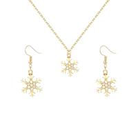 LPYO Christmas Snowflakes Earrings And Necklaces Set for Women Dainty Snowflakes Pendant Necklaces Charm Winter Dangle Earrings for Lady Holiday Party Jewelry, M, Zinc, Cubic Zirconia