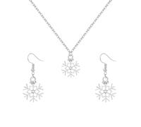 LPYO Christmas Snowflakes Earrings And Necklaces Set for Women Dainty Snowflakes Pendant Necklaces Charm Winter Dangle Earrings for Lady Holiday Party Jewelry, M, Zinc, Cubic Zirconia
