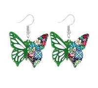 LPYO Colorful Butterfly Earrings for Women Fashion Cute Acrylic Insect vacation Dangle Earrings Handmade Lightweight Boho Moth Wing Satement Drop Earrings Jewelry Gifts, Acrylic, No Gemstone
