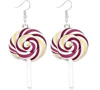 LPYO Colorful Rainbow Lollipop Earrings For Women Fashion Lovely Handmade Clay Sweet Candy Dangle Earrings Funny Kawaii Simulation Food Drop Earring Jewelry Gifts, clay, No Gemstone