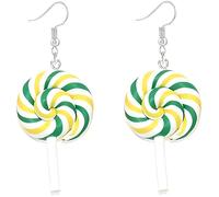 LPYO Colorful Rainbow Lollipop Earrings For Women Fashion Lovely Handmade Clay Sweet Candy Dangle Earrings Funny Kawaii Simulation Food Drop Earring Jewelry Gifts, clay, No Gemstone
