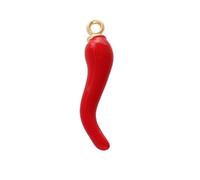 LPYO Cute Italian Horn Earrings for Women Fashion Red Enamel Chili Pepper Shaped Horn Hoop Earrings Talisman Lucky Jewelry Gifts, S, Zinc, No Gemstone