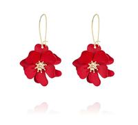 LPYO Daisy Flower Matte Earrings for Women Resin Elegant Bohemian Tiered Flower Hoop Earrings Chic Exaggerated Tassel Statement Earrings Wedding Jewelry, Resin, No Gemstone