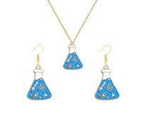LPYO DNA Shaped Earring Necklaces Set for Women Personalized Alloy Enamel Biology Chemistry Earrings DNA Double Helix Chemistry Science Molecule Biology Necklace Laboratory Gift, Copper Alloy, No