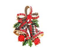 LPYO Festive Christmas Brooch Pin for Women Elegant Xmas Tree Bell Candy Cane Reindeer Brooch Cute Christmas Theme Crystal Brooch, L, Zinc, crystal