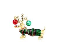 LPYO Festive Christmas Brooch Pin for Women Elegant Xmas Tree Bell Candy Cane Reindeer Brooch Cute Christmas Theme Crystal Brooch, L, Zinc, crystal