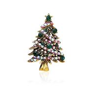 LPYO Festive Christmas Brooch Pin for Women Elegant Xmas Tree Bell Candy Cane Reindeer Brooch Cute Christmas Theme Crystal Brooch, L, Zinc, crystal