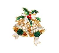 LPYO Festive Christmas Brooch Pin for Women Elegant Xmas Tree Bell Candy Cane Reindeer Brooch Cute Christmas Theme Crystal Brooch, L, Zinc, crystal