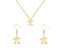 LPYO Greek Letter Pi Earring And Necklaces Set for Women Men Simple Math Symbol π Dangle Drop Earrings Cute Tiny π Pandent Necklaces, S, Stainless Steel, No Gemstone