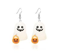 LPYO Halloween Ghost Earrings for Women Unique Funny Acrylic Ghost Print Pumpkin Dangle Earrings Handmade Lightweight Charm Spooky Candy Corn Witch Statement Earrings Halloween Cosplay Costume Party