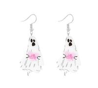 LPYO Halloween Ghost Earrings for Women Unique Funny Acrylic Ghost Print Pumpkin Dangle Earrings Handmade Lightweight Charm Spooky Candy Corn Witch Statement Earrings Halloween Cosplay Costume Party