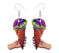 LPYO Halloween Ghost Earrings for Women Unique Funny Acrylic Ghost Print Pumpkin Dangle Earrings Handmade Lightweight Charm Spooky Candy Corn Witch Statement Earrings Halloween Cosplay Costume Party