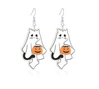 LPYO Halloween Ghost Earrings for Women Unique Funny Acrylic Ghost Print Pumpkin Dangle Earrings Handmade Lightweight Charm Spooky Candy Corn Witch Statement Earrings Halloween Cosplay Costume Party