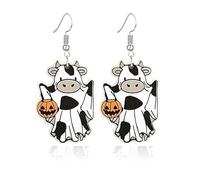 LPYO Halloween Ghost Earrings for Women Unique Funny Acrylic Ghost Print Pumpkin Dangle Earrings Handmade Lightweight Charm Spooky Candy Corn Witch Statement Earrings Halloween Cosplay Costume Party