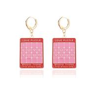 LPYO Heart Earrings for Women Trendy Enamel Love Heart Xoxo Rainbow Hoop Earrings Charming Pink Heart Dangle Drop Earrings for Lover, M, Zinc, No Gemstone