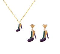 LPYO Mardi Gras Earring And Necklaces Sets for Women Trendy Champagne Bottle Mask Hat Crown Stud Earrings Creative Carnival Pendant Necklaces Fat Tuesday Holiday Jewelry Gifts, M, Zinc, No Gemstone