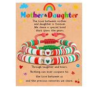 LPYO Mom and Daughter Bracelet Set for Women Mama Cute kawaii Colorful Clay Bracelet Handmade Funny Braided String Small Matching Heart Bracelet Set Mothers Day Gifts, adjustable, no gemstone