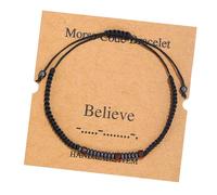 LPYO Morse Code Bracelets for Women Men Encouragement Funny Inspirational Bracelets for Women Men Best Friends Handmade Vintage Adjustable Silk Beaded Wrap Bracelet, Adjustable, Nylon, no gemstone