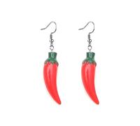 LPYO Red Chili Hot Pepper Earrings for Women Creative Funny 3D Simulation Vegetable Food Dangle Earring Handmade Acrylic Resin Pepper Drop Earrings, Resin, No Gemstone