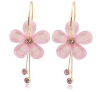 LPYO Rose Flower Earrings for Women Elegant Romantic Bohemian Crystal Acrylic Flower Dangle Drop Earrings Exaggerated Sparkly Five Leaves Flower Round Hoop long Statement Tassel Earring, Acrylic