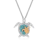 LPYO Sea Turtle Necklace for Women Dainty Cubic zircon Surfing Luck Turtle Pendant Statement Necklace Bohemian Animals Necklace Jewelry Gift, Zinc, Cubic Zirconia