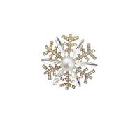 LPYO Snowflake Brooch Pin for Women Ladies Dainty Cubic Zirconia Simulated Snowflake Pearl Brooch Pins Charm Christmas Wedding Banquet Party Clothes Accessories Brooch, M, Zinc, cubic zirconia