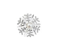 LPYO Snowflake Brooch Pin for Women Ladies Dainty Cubic Zirconia Simulated Snowflake Pearl Brooch Pins Charm Christmas Wedding Banquet Party Clothes Accessories Brooch, M, Zinc, cubic zirconia