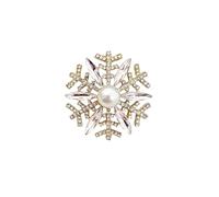 LPYO Snowflake Brooch Pin for Women Ladies Dainty Cubic Zirconia Simulated Snowflake Pearl Brooch Pins Charm Christmas Wedding Banquet Party Clothes Accessories Brooch, M, Zinc, cubic zirconia
