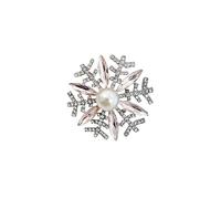 LPYO Snowflake Brooch Pin for Women Ladies Dainty Cubic Zirconia Simulated Snowflake Pearl Brooch Pins Charm Christmas Wedding Banquet Party Clothes Accessories Brooch, M, Zinc, cubic zirconia