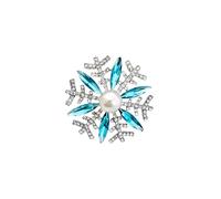 LPYO Snowflake Brooch Pin for Women Ladies Dainty Cubic Zirconia Simulated Snowflake Pearl Brooch Pins Charm Christmas Wedding Banquet Party Clothes Accessories Brooch, M, Zinc, cubic zirconia