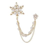 LPYO Snowflake Brooch Pin for Women Ladies Dainty Cubic Zirconia Simulated Snowflake Pearl Brooch Pins Charm Christmas Wedding Banquet Party Clothes Accessories Brooch, M, Zinc, cubic zirconia