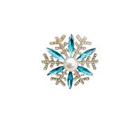 LPYO Snowflake Brooch Pin for Women Ladies Dainty Cubic Zirconia Simulated Snowflake Pearl Brooch Pins Charm Christmas Wedding Banquet Party Clothes Accessories Brooch, M, Zinc, cubic zirconia